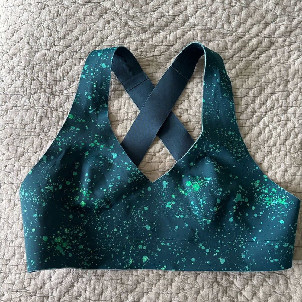 Athleta Green Splatter Sports Bra